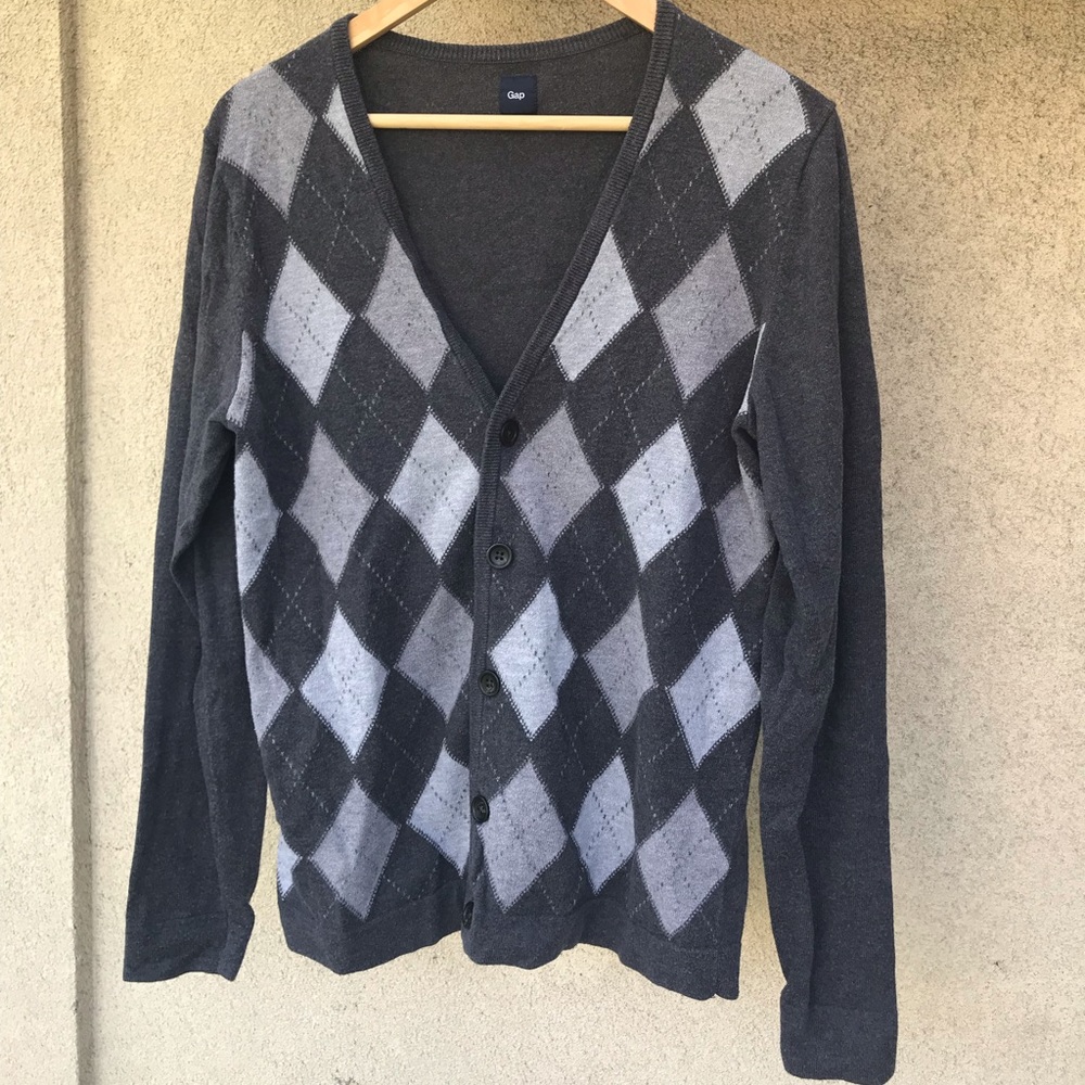 Black & gray argyle cardigan